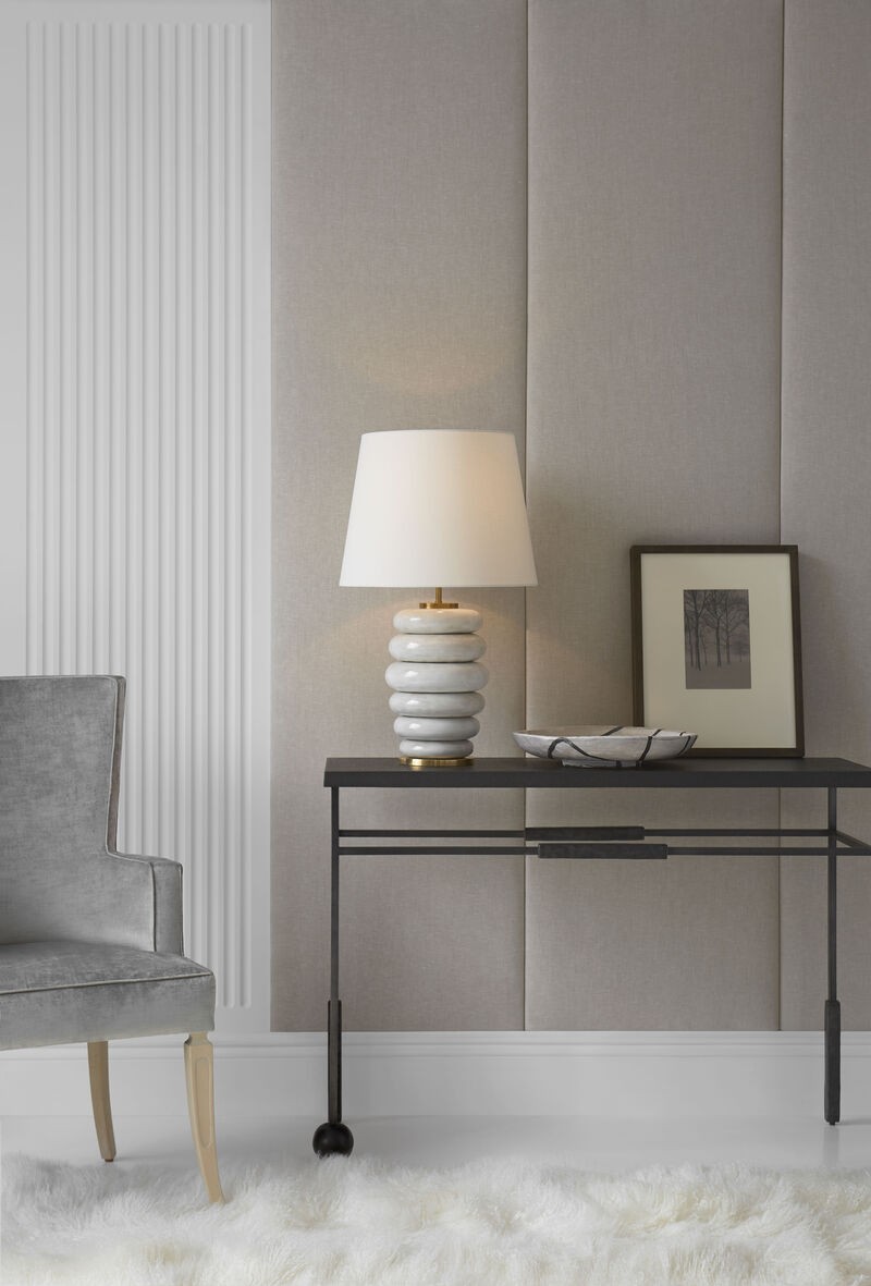 Phoebe Stacked Table Lamp in Antiqued White