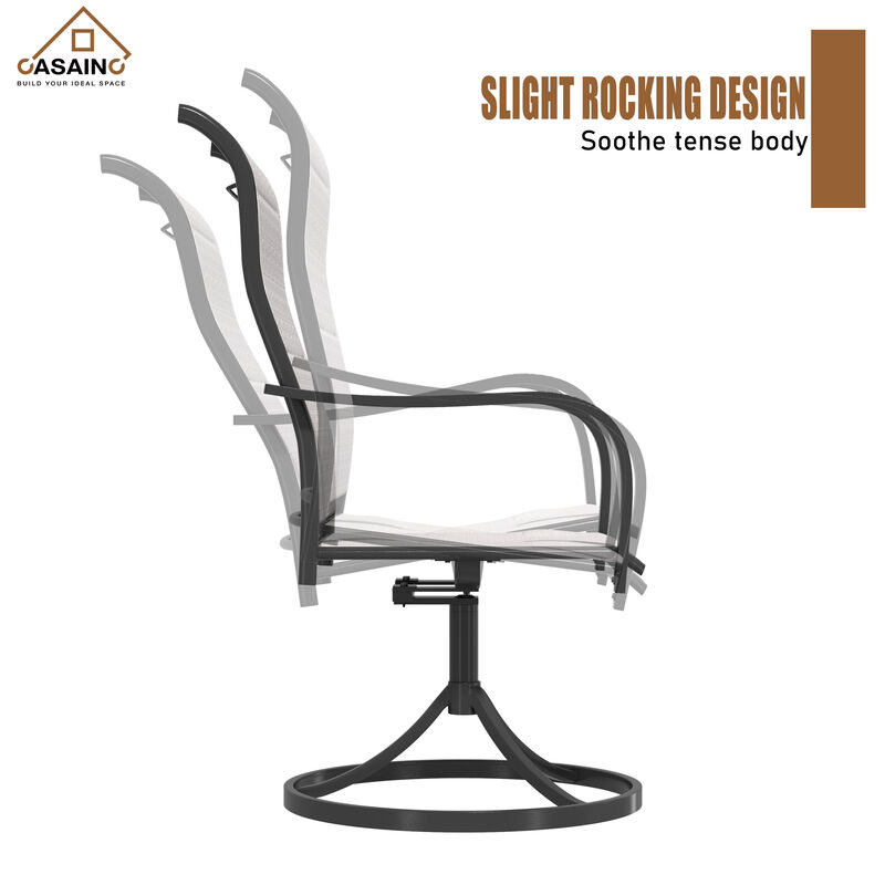 2 Piece Textilene Fabric Iron Frame Swivel Dining Chair