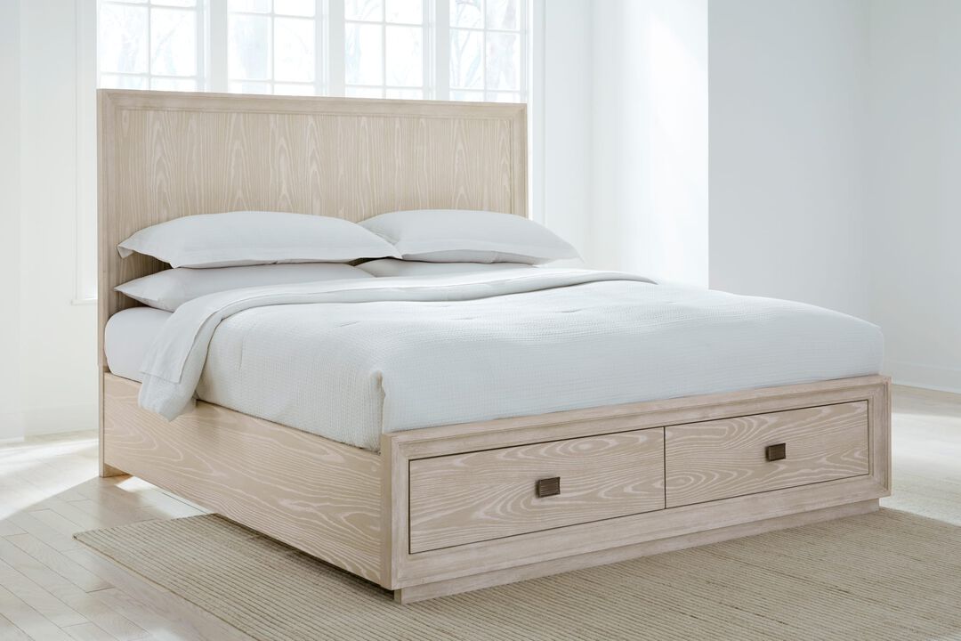 Maxime Two Drawer Footboard Storage Platform Bed In Ash