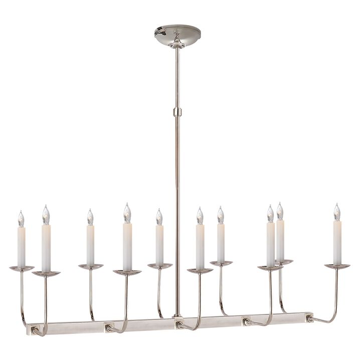 Linear Branched Chandelier in Polished Nickel