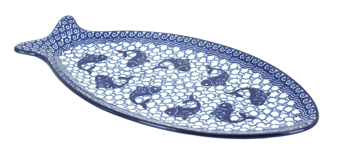 Blue Rose Polish Pottery Summer Fun Medium Fish Platter