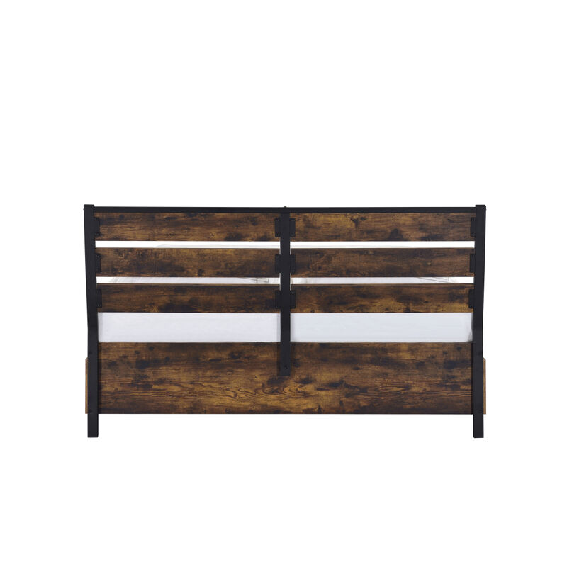 Juvanth Eastern King Bed W/Storage in Rustic Oak & Black Finish