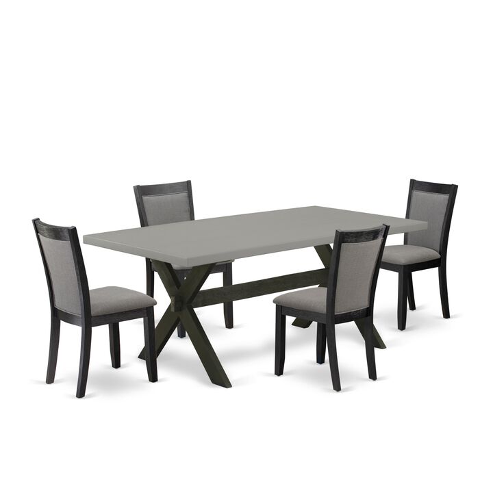 East West Furniture X697MZ650-5 5Pc Kitchen Set - Rectangular Table and 4 Parson Chairs - Multi-Color Color