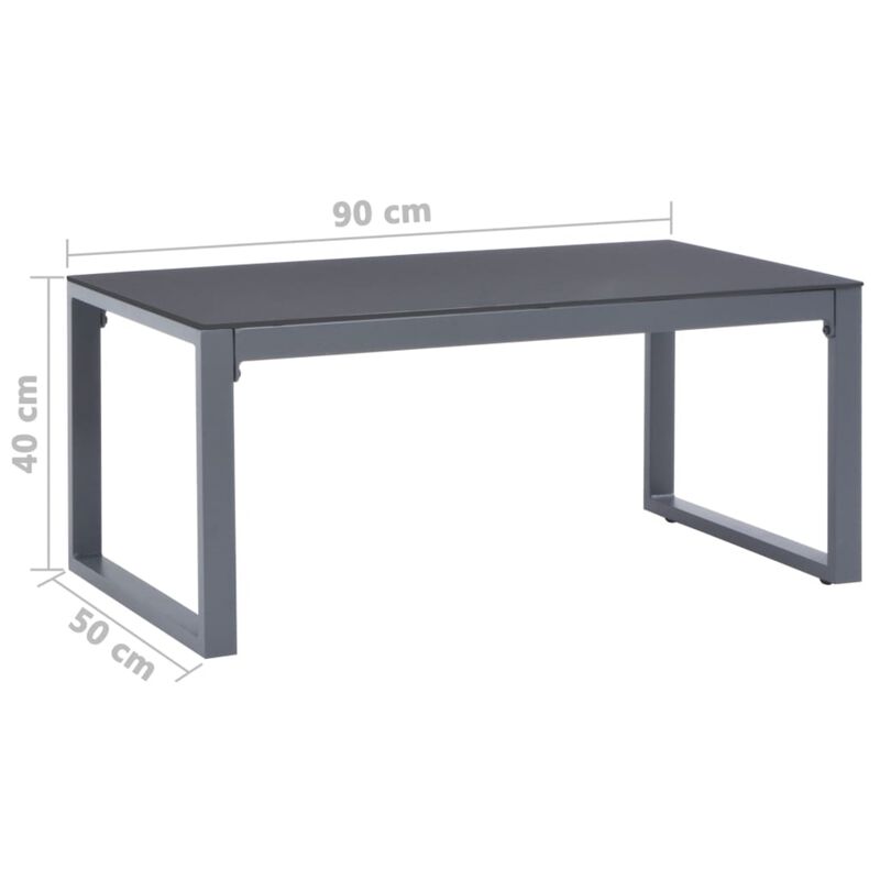 vidaXL Scandinavian-Style Coffee Table - Powder-Coated Aluminum and Glass - Gray - Lightweight - Rectangular - Versatile Use - 35.4"x19.7"x15.7"