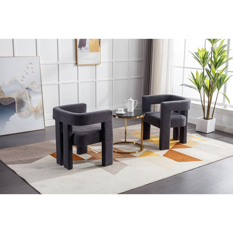 Contemporary Designed Fabric Upholstered Accent/Dining Chair /Barrel Side Chairs Kitchen Armchair for Living Room 2PC/S