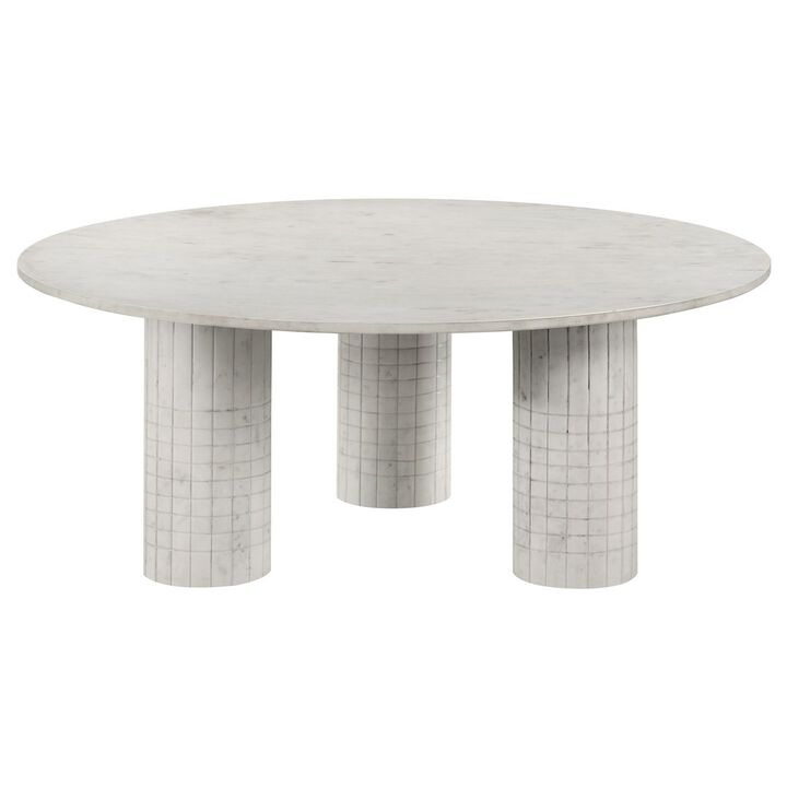 Coaster Astoria Round Genuine Marble Coffee Table White