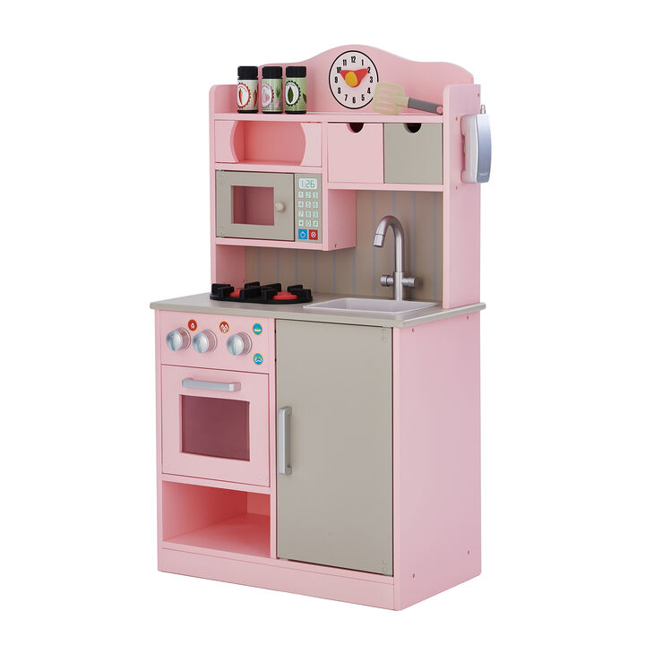 Teamson Kids - Little Chef Florence Classic Play Kitchen - Pink / Grey