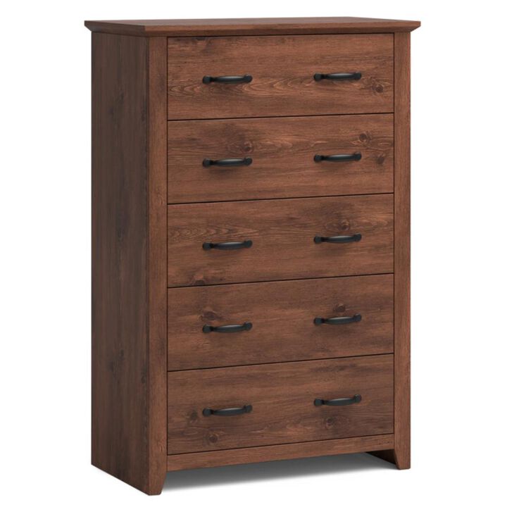 Hivvago Tall Storage Dresser with 5 Pull-out Drawers for Bedroom Living Room