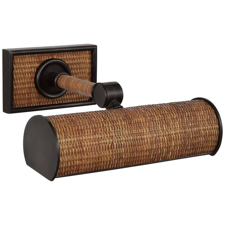Halwell 8" Picture Light in Bronze and Natural Woven Rattan