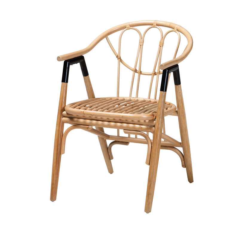 bali & pari Cyntia Modern Bohemian Natural Brown Rattan Dining Chair