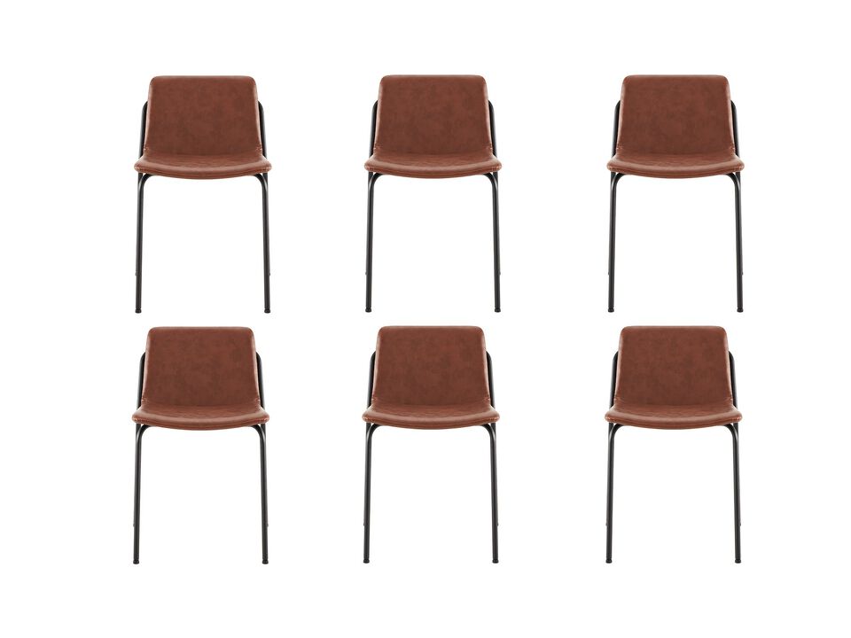 Modern PU Leather Metal Dining Chair, Set of 6