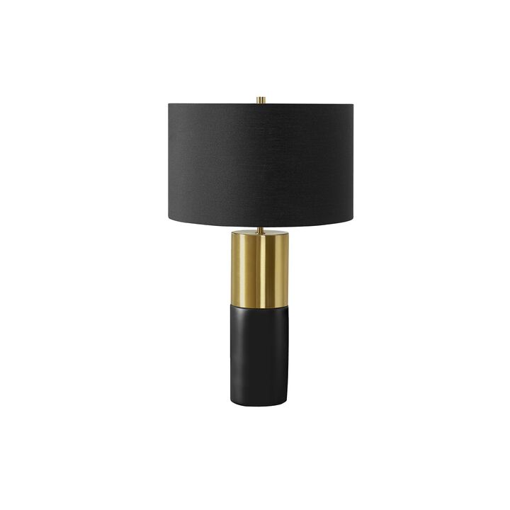 Monarch Specialties I 9629 - Lighting, 25"H, Table Lamp, Black Concrete, Black Shade, Contemporary