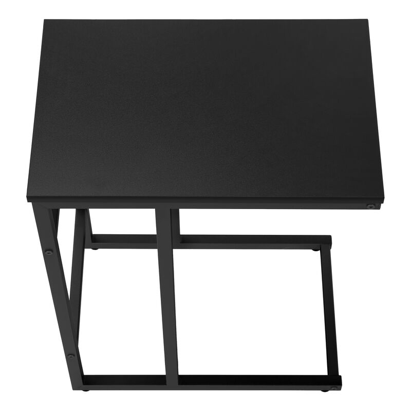 Monarch Specialties I 2170 Accent Table, C-shaped, End, Side, Snack, Living Room, Bedroom, Metal, Laminate, Black, Contemporary, Modern