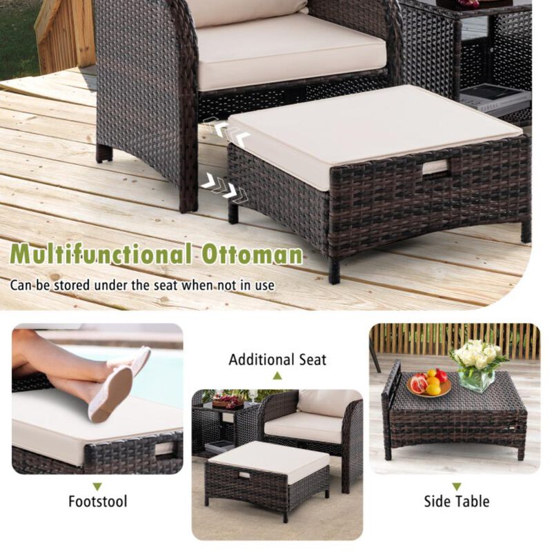 Hivvago 5 Piece Patio Conversation Set Outdoor Rattan Sofa Set with Coffee Table