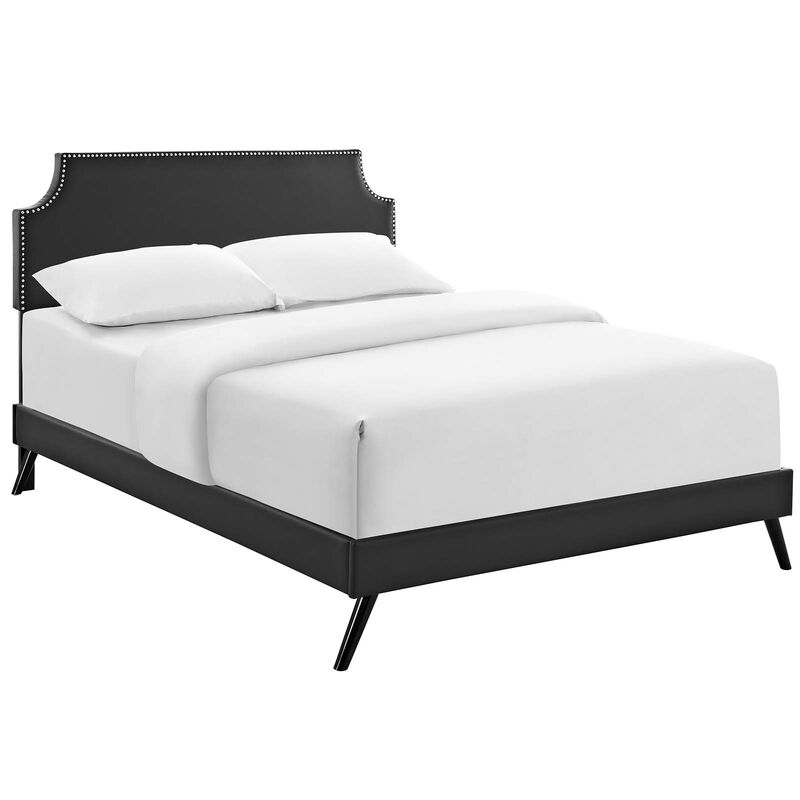 Modway - Corene Queen Vinyl Platform Bed with Round Splayed Legs