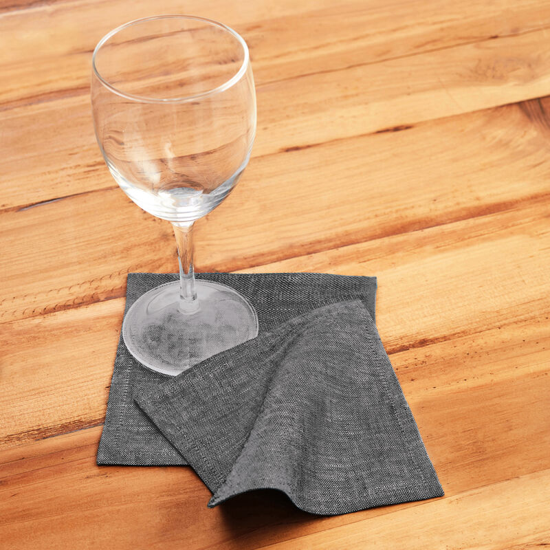 Solino Home 100% Pure Linen Cocktail Napkin 6 X 6 Inch Set of 12 | Athena