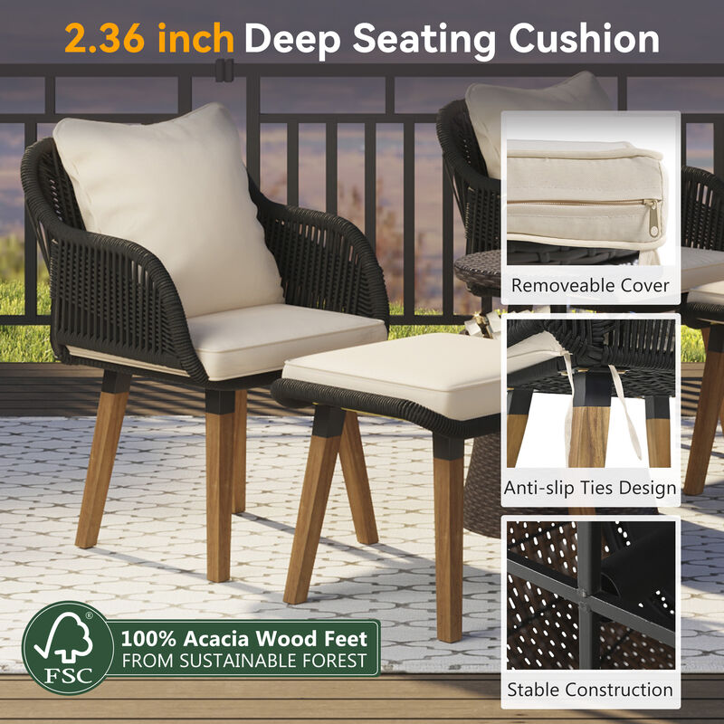 Merax 5 Pieces Outdoor Patio Conversation Sofa Chair Set