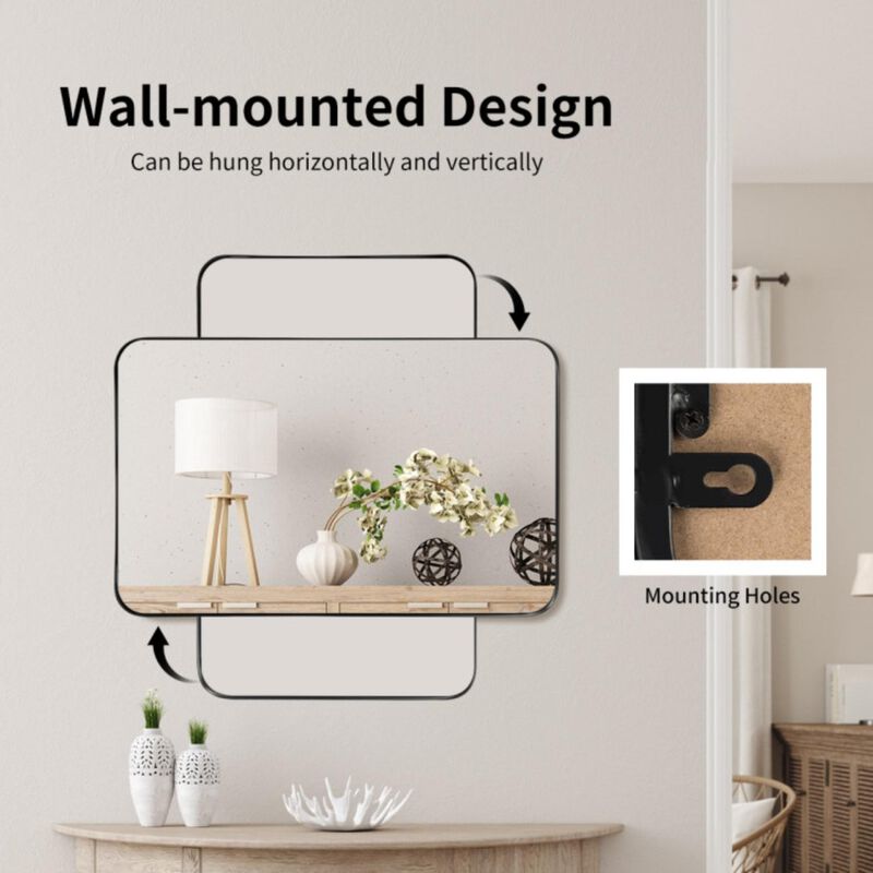 Metal Frame Wall-Mounted Rectangle Mirror