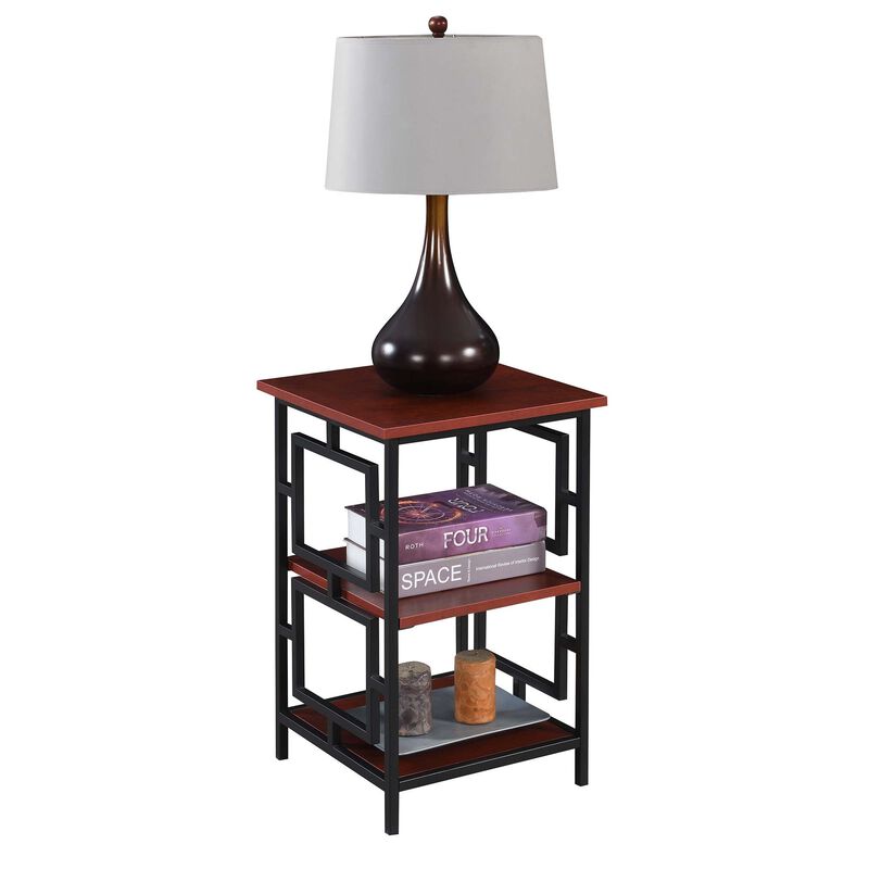 Convenience Concepts Town Square Metal Frame End Table, Cherry/Black
