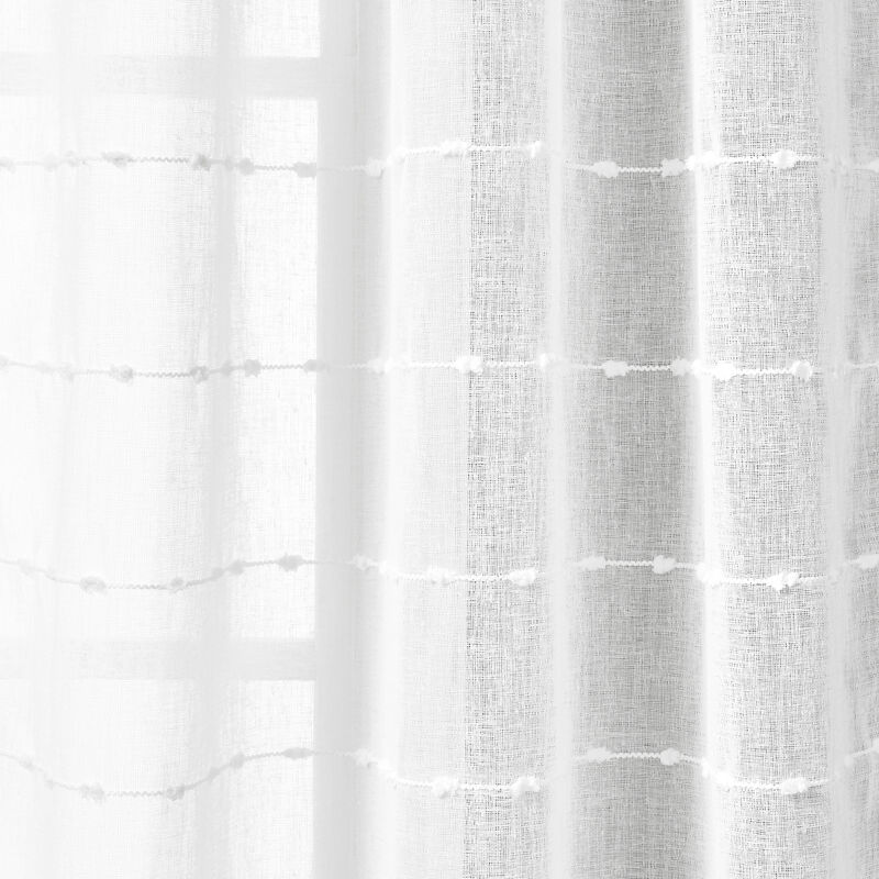 Farmhouse Textured Grommet Sheer Indoor/Outdoor Window Curtain Panel Pure White Single 50x84