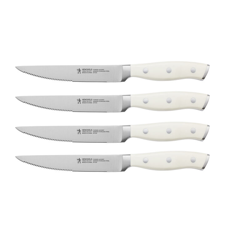 Henckels Forged Accent Set of 4 Steak Knife Set, German Engineered Informed by 100+ Years of Mastery, Red