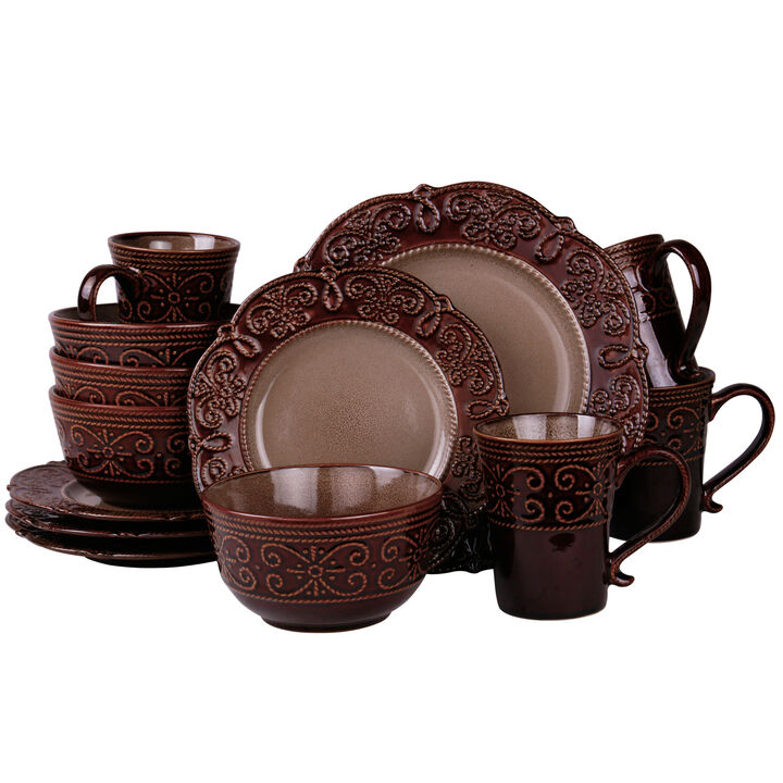 Elama Salia 16 Piece Stoneware Dinnerware Set