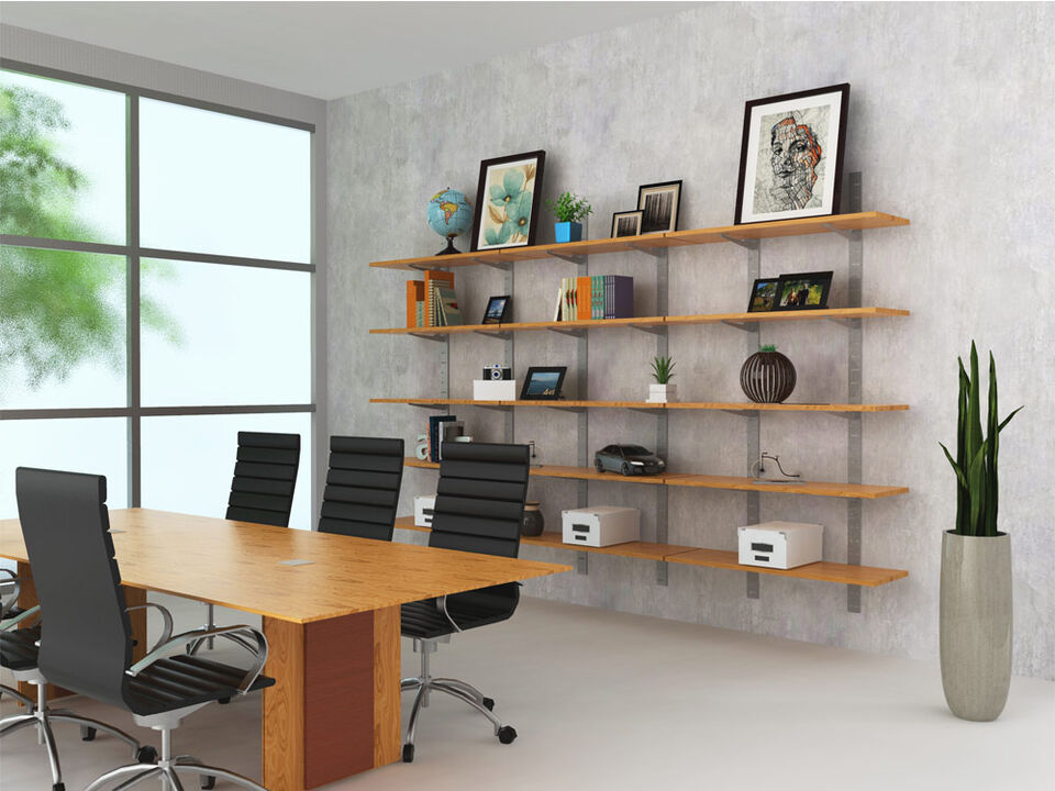 Stylish Home Office System 91" High 5 Tier with Wood Shelves 14"-16" Width | 5 Sections- Shelves Sold Separately