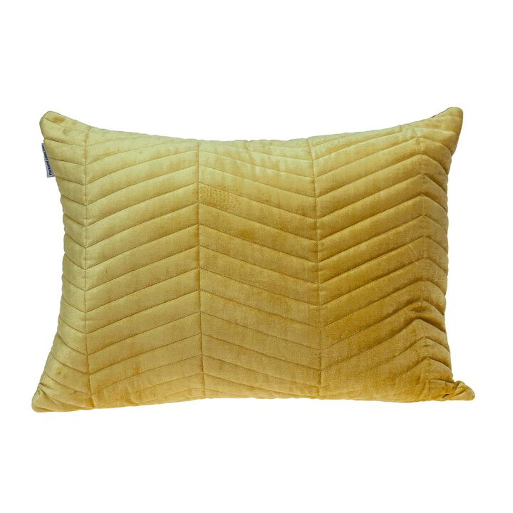 24" Yellow Cotton Transitional Throw Pillow