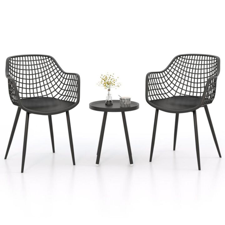 Hivvago 3 Piece Patio Chair Set with PP Seat and Tabletop for Porch