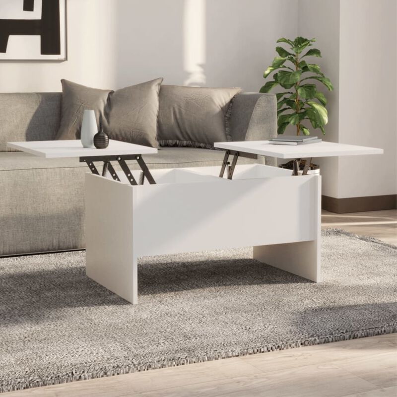 vidaXL Coffee Table White 31.5"x19.7"x16.7" Engineered Wood