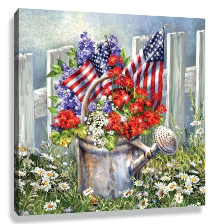 Green and Red Patriotic Garden Pizazz Print Framed Wall Decor 10" x 10"