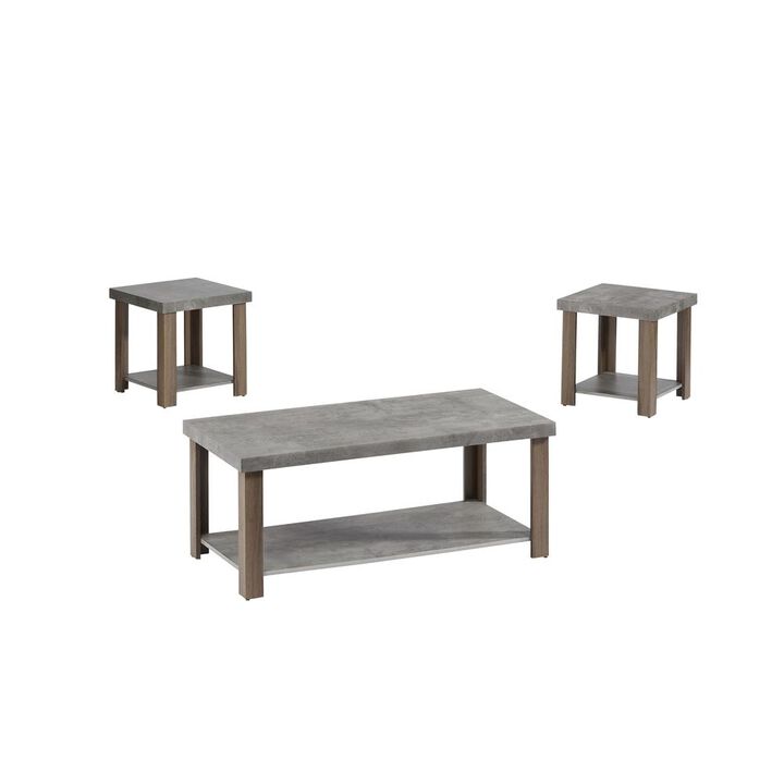 3 Pack (Cocktail & End Tables), Gray/Oak