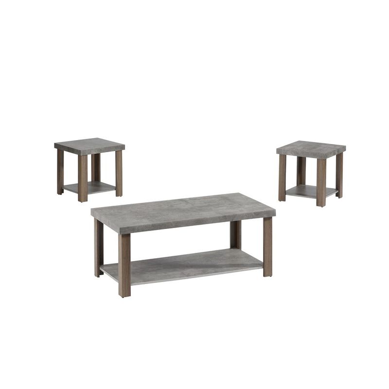 3 Pack (Cocktail & End Tables), Gray/Oak