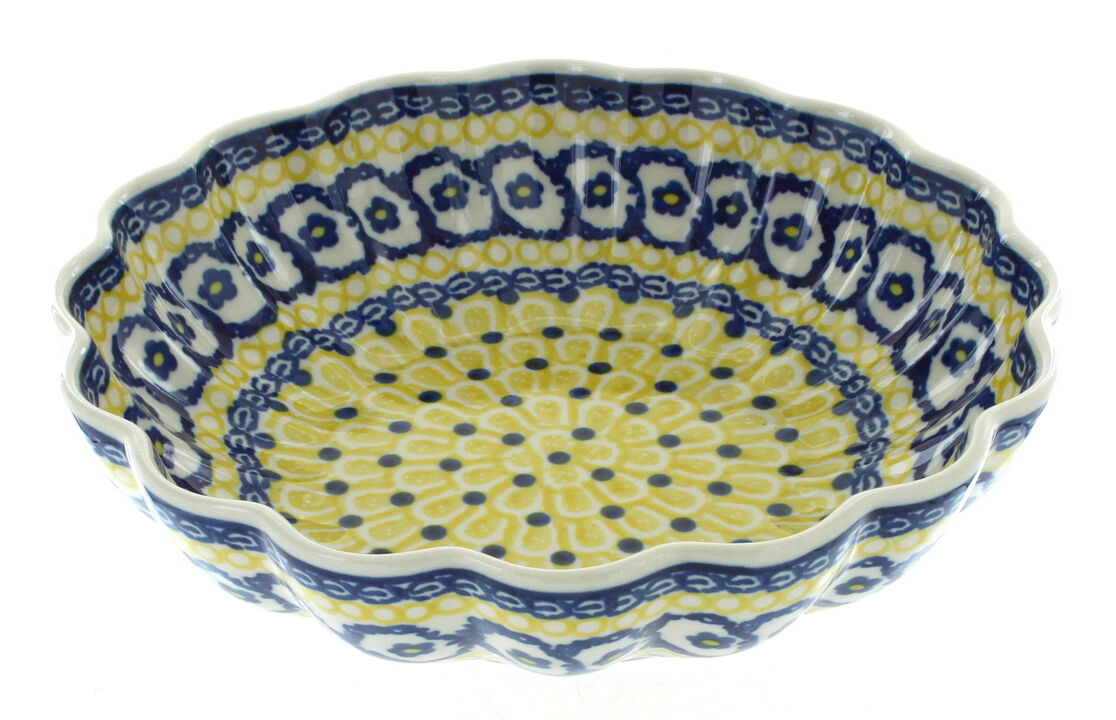 Blue Rose Polish Pottery Bluebird Medium Scallop Dish