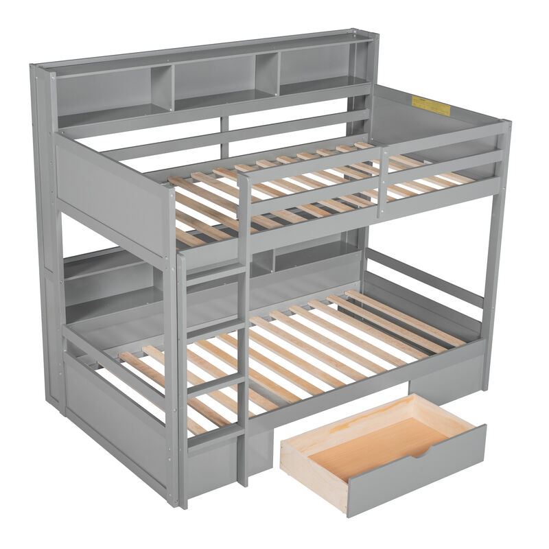 Merax Modern Bunk Bed with Built-in Shelves