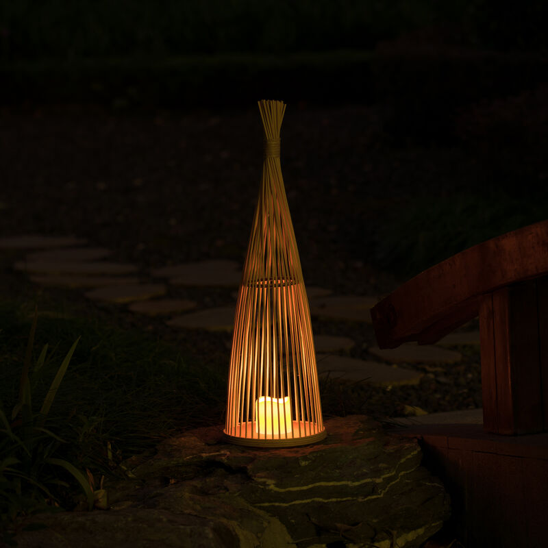 Rattan Designed Bamboo LED Lantern Lamp Battery Powered for Indoor and outdoor