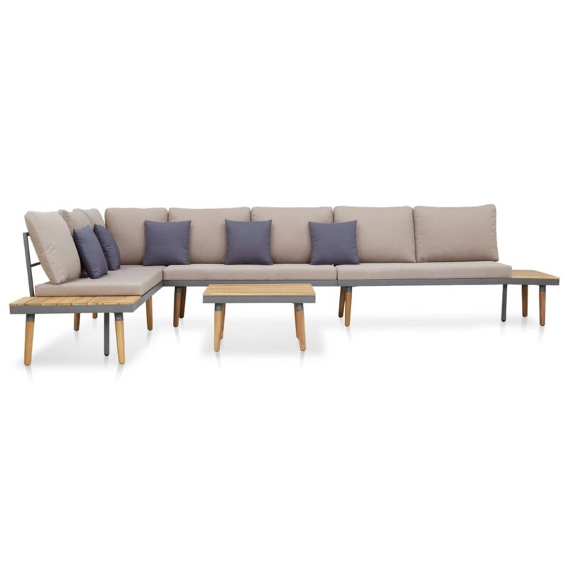 vidaXL 5 Piece Garden Lounge Set with Cushions Solid Acacia Wood Brown