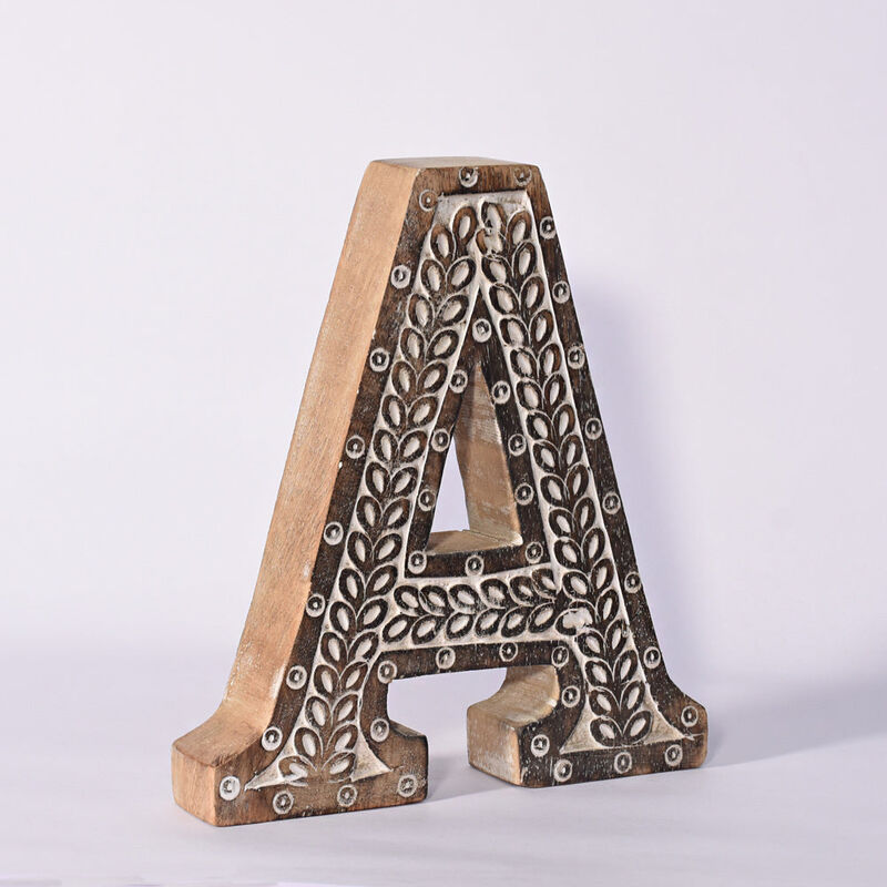 Vintage Natural Handmade Eco-Friendly "A" Alphabet Letter Block For Wall Mount & Table Top Décor