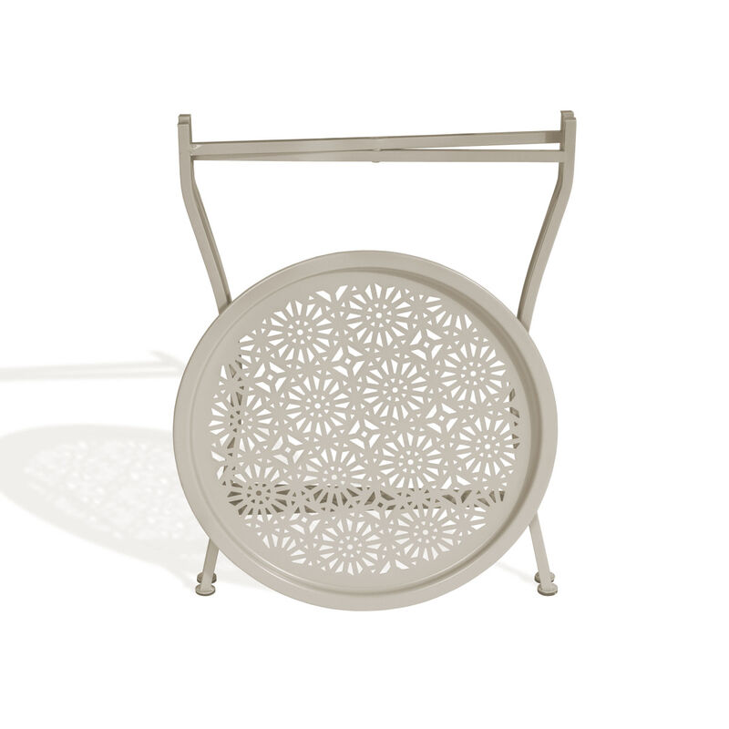 Atlantic Daisy Tray Side Table Tabletop Lifts Off to Serve as a Tray, Powder Coated Metal Construction, Safe for Inside and Out, Folds for Small Space