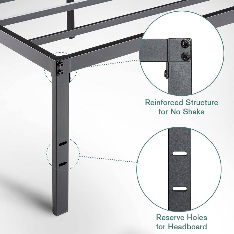 QuikFurn Twin 18-inch High Metal Platform Bed Frame with Under-bed Storage Space