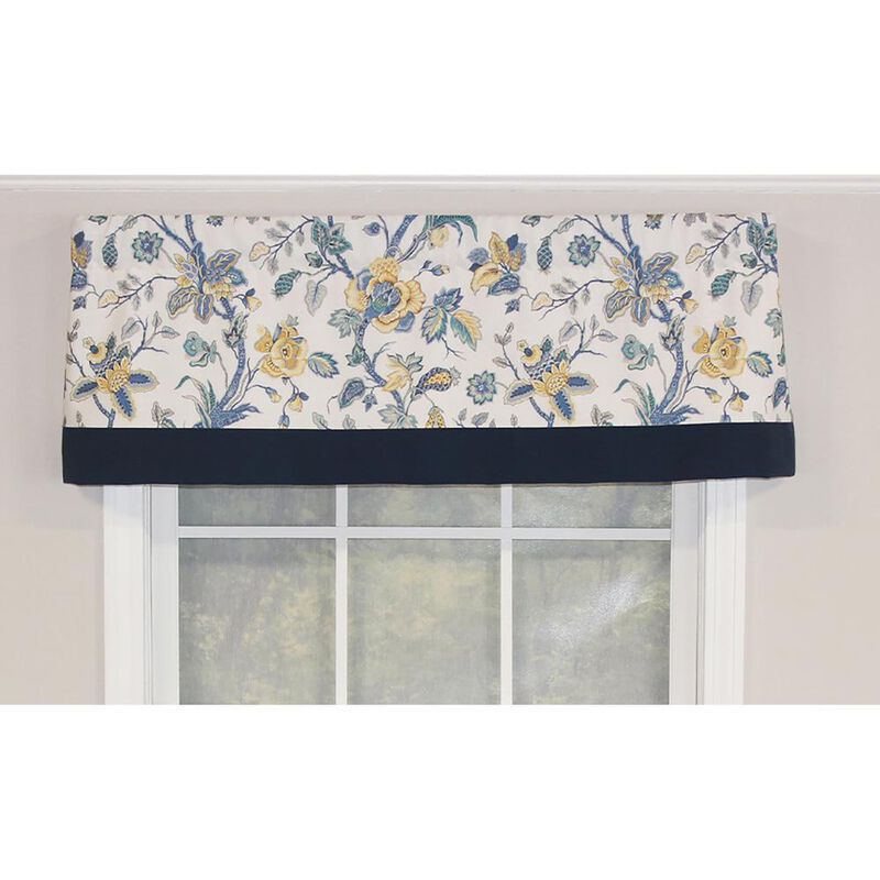 RLF Home Gianna Banded Valance Spa. 3" Rod Pocket, Contrast bottom banding. 50"W x 16"L