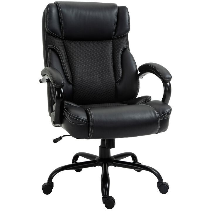 Black Ergonomic Executive Office Chair with Adjustable Height and Reclining Function for Big and Tall Users