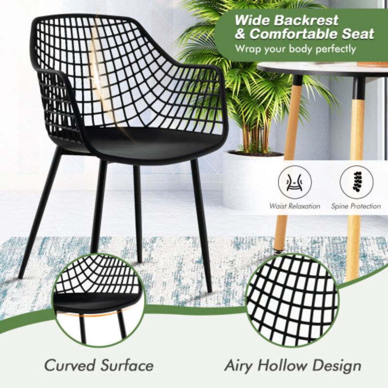 Set of 4 Heavy Duty Modern Dining Chair with Airy Hollow Backrest