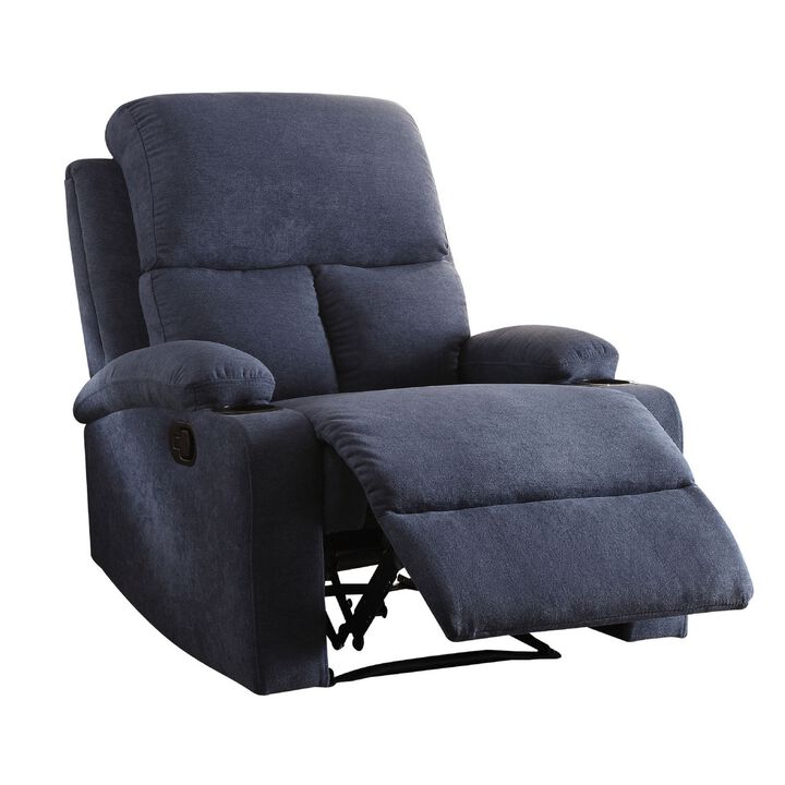 Rosia Comfy Recliner , Blue Linen-Benzara