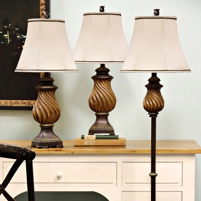 Toffee Wood Table Lamps (Set of 2)