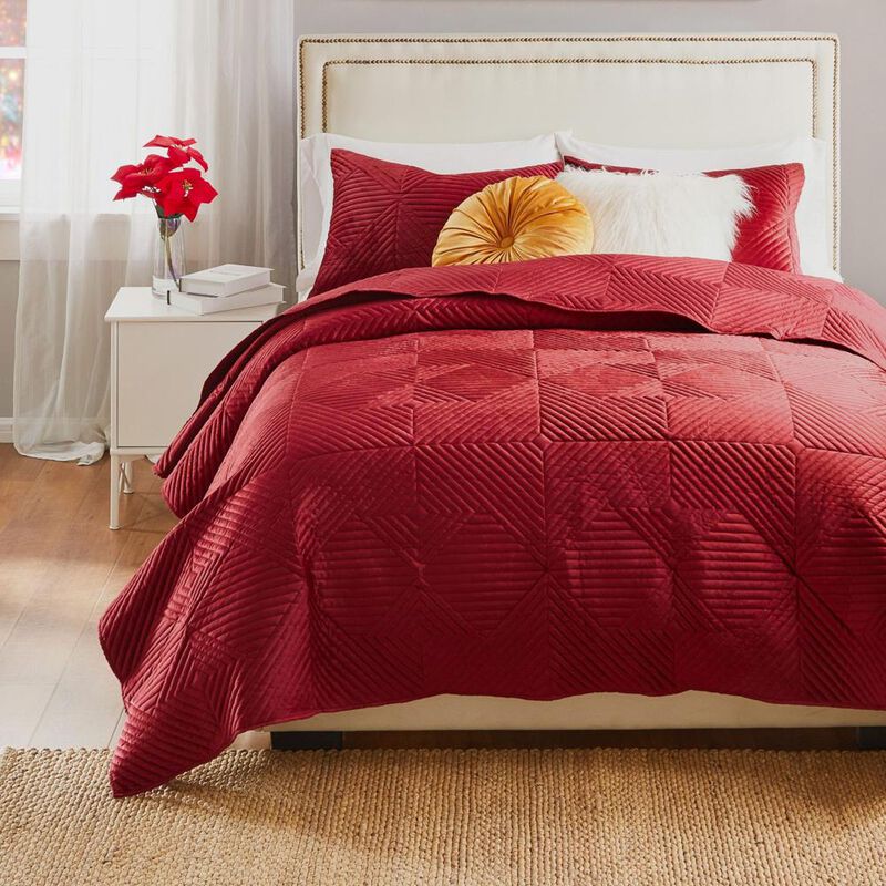 Greenland Home Fashion Riviera Velvet Quilt Set 2 Pieces Quilt Set Including Pillow Sham