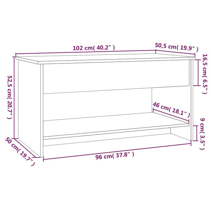 Coffee Table White 40.2"x19.7"x20.7" Engineered Wood