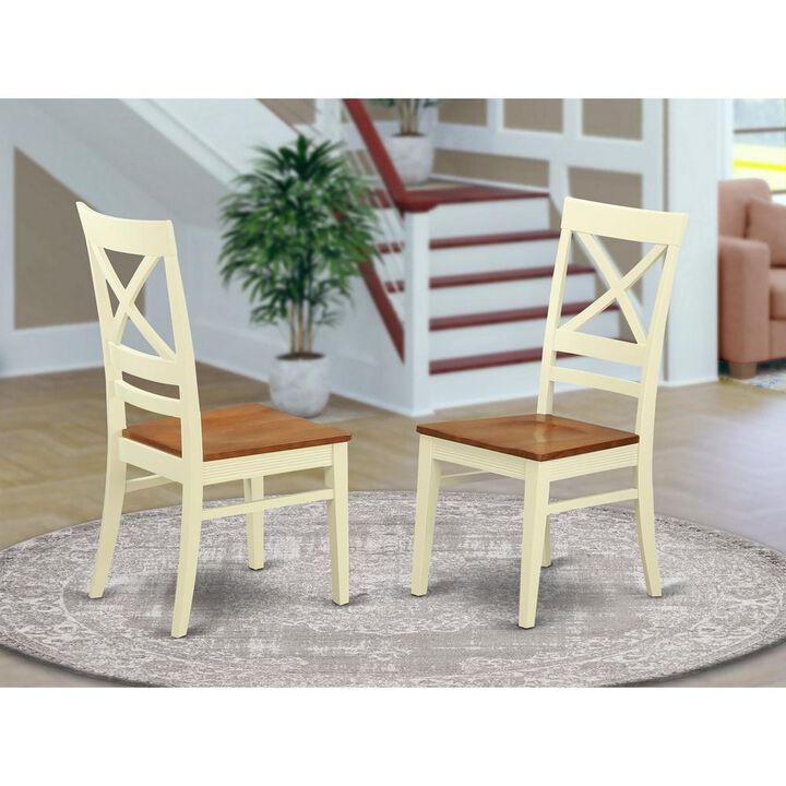 East West Furniture Quincy  Dining  Kitchen  dining  Chair  With  X-Back  in  Buttermilk  &  Cherry  Finish,  Set  of  2