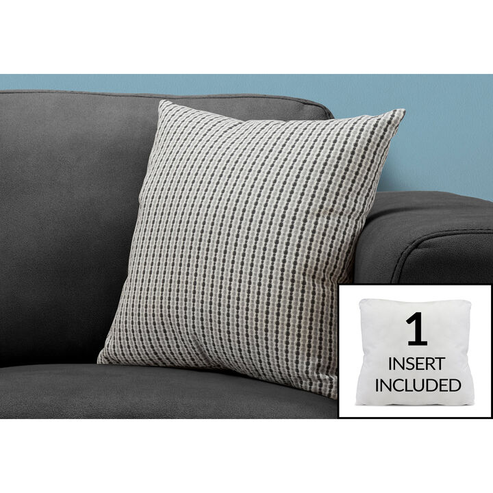 Monarch Specialties I 9236 Pillows, 18 X 18 Square, Insert Included, Decorative Throw, Accent, Sofa, Couch, Bedroom, Polyester, Hypoallergenic, Grey, Black, Modern