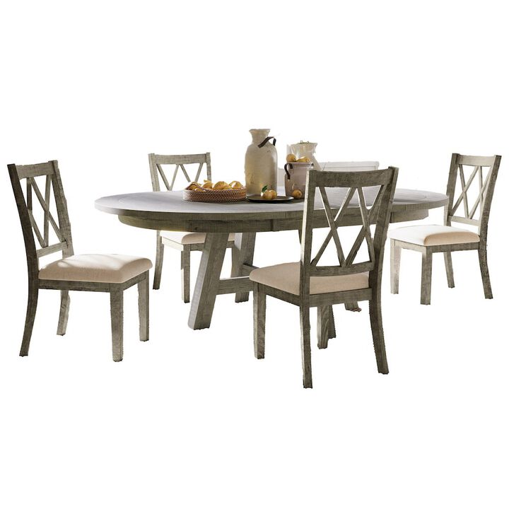 Jofran Contemporary Rustic Farmhouse Solid Wood Five Piece Dining Table Set